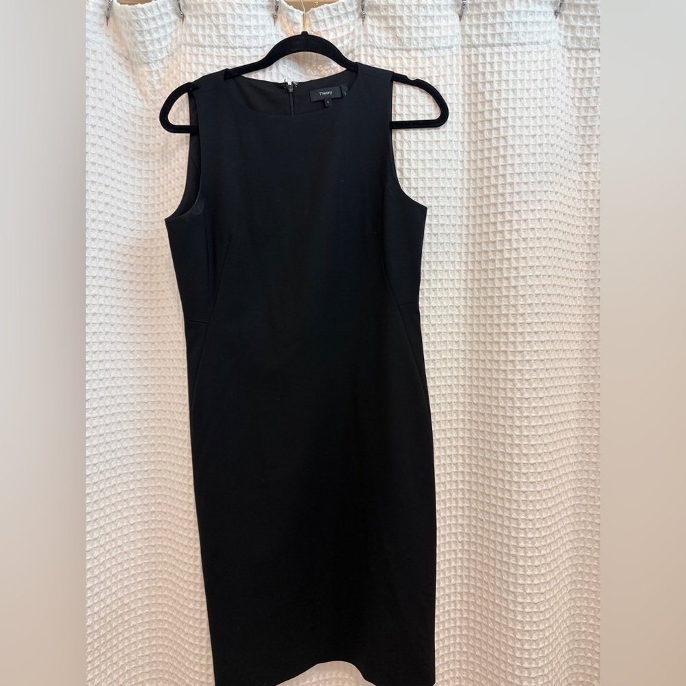 Theory Black Sleeveless Midi Sheath Dress